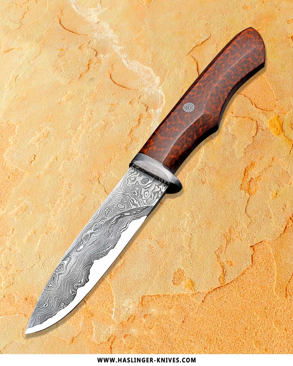 Snakewood Kernmantel Damascus Bowie with Python Sheath