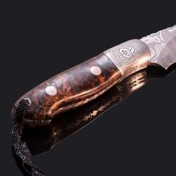 Cascade 2 Hunter Damascus with Stabilized Spalted Maple Handle other view