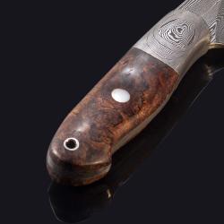Castle 2 Damascus Hunter with Stabilized Maple Burl Handle view