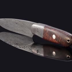 Castle Damascus Hunter with Stabilized Spalted Koa Handle side view