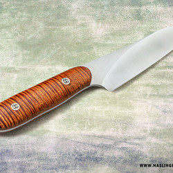 Santuko paring knife handled in premium curly koa