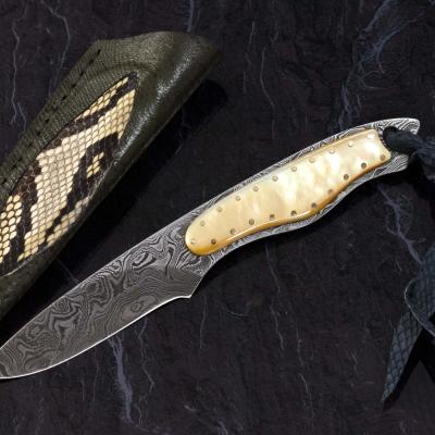 Gold Lip Pearl and Damascus Dress Knife